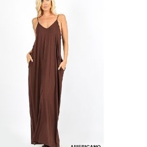 Camisole Harem Maxi Adjustable Straps Brown S M  L XL